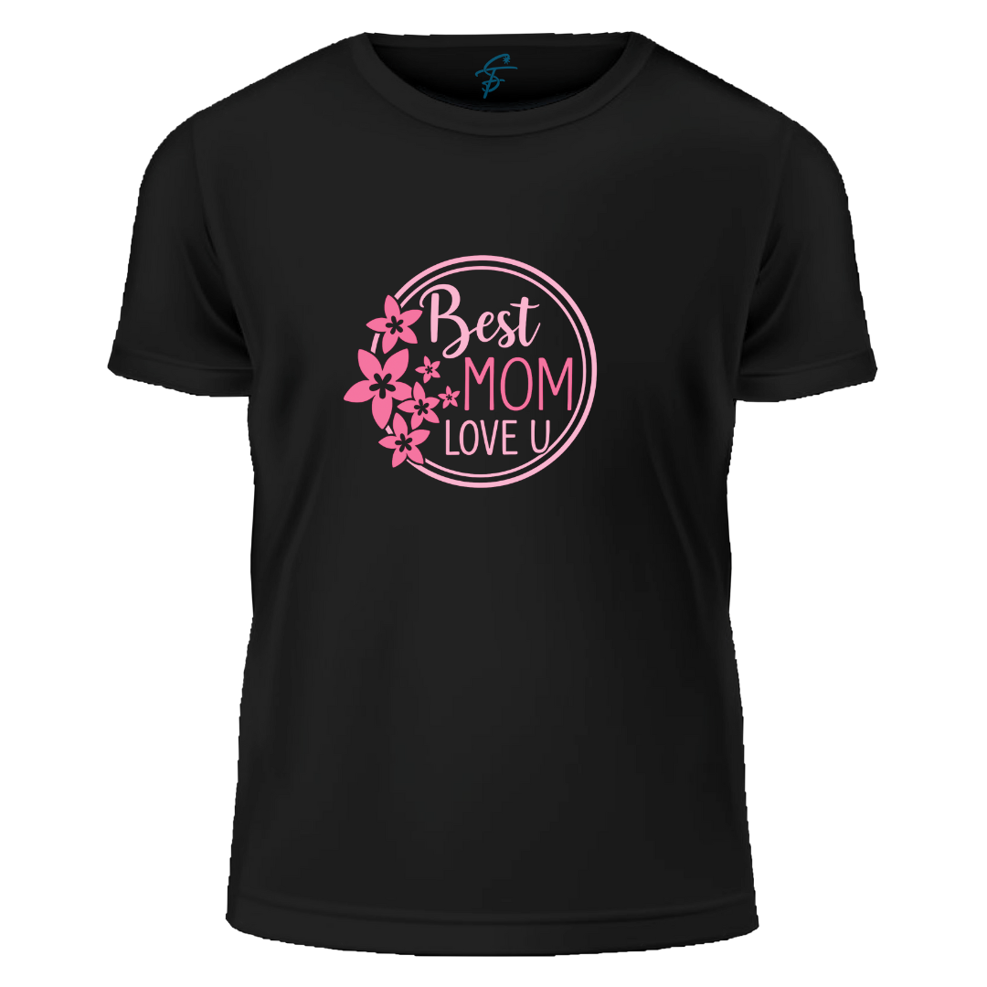Best Mom Love U T-Shirt with Pink Floral Design, Mother's Day Gift